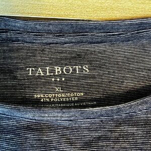 Talbots Navy Striped Cotton-Blend Top XL